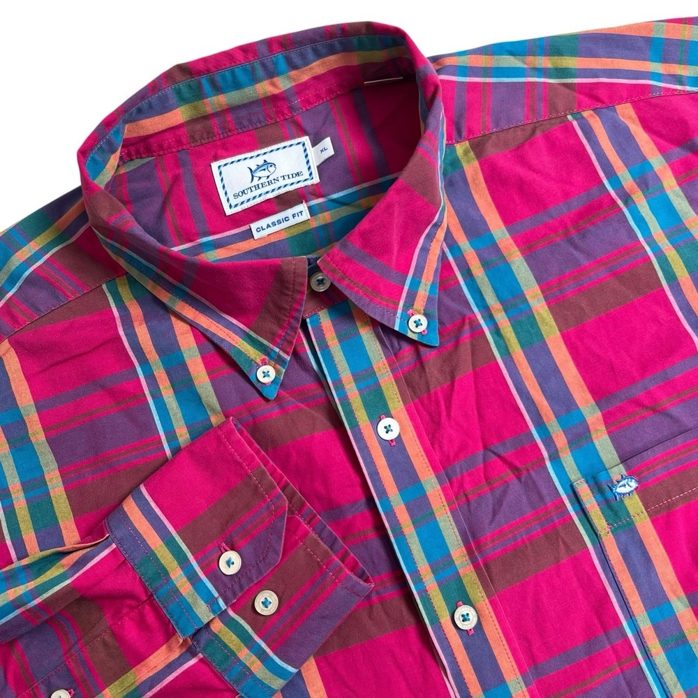 Southern Tide Mens XL Multicolor Plaid Classic Fit Long Sleeve Button Down Shirt